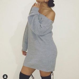 Off The Shoulder Oversized Knit Dress